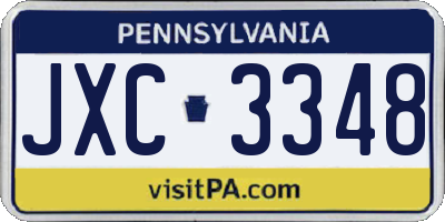 PA license plate JXC3348