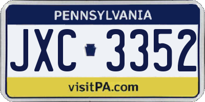 PA license plate JXC3352