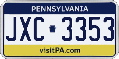 PA license plate JXC3353