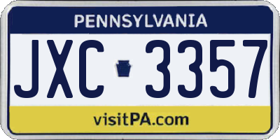 PA license plate JXC3357