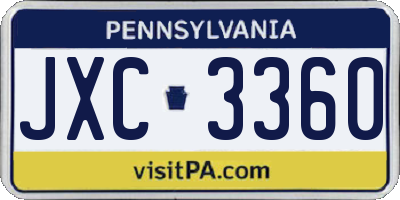 PA license plate JXC3360