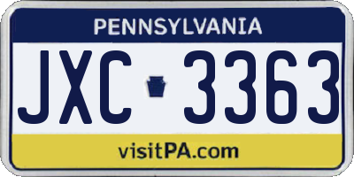 PA license plate JXC3363