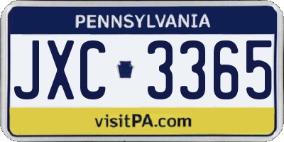 PA license plate JXC3365