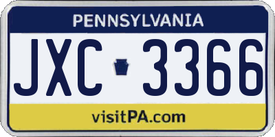 PA license plate JXC3366