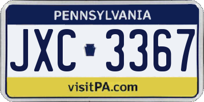 PA license plate JXC3367