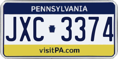 PA license plate JXC3374