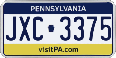 PA license plate JXC3375