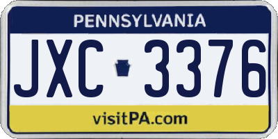 PA license plate JXC3376