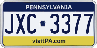 PA license plate JXC3377