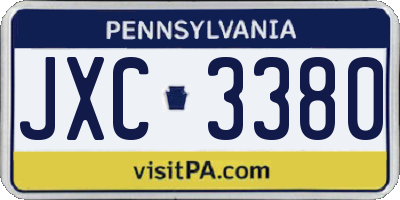 PA license plate JXC3380