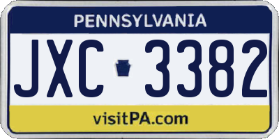 PA license plate JXC3382