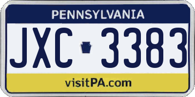 PA license plate JXC3383