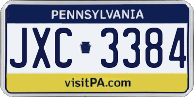 PA license plate JXC3384