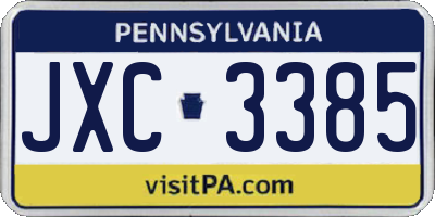 PA license plate JXC3385