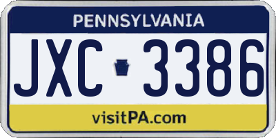 PA license plate JXC3386