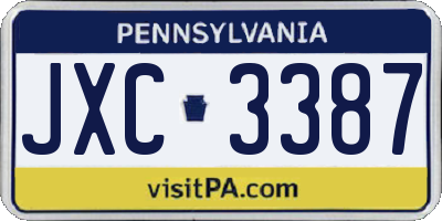 PA license plate JXC3387