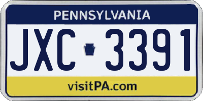 PA license plate JXC3391