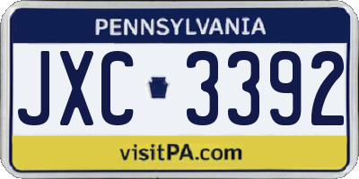 PA license plate JXC3392