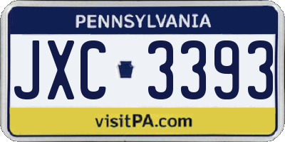 PA license plate JXC3393