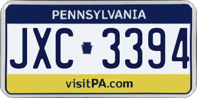 PA license plate JXC3394