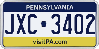 PA license plate JXC3402