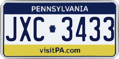 PA license plate JXC3433