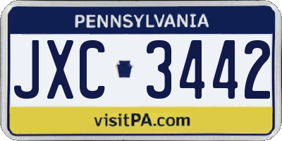 PA license plate JXC3442