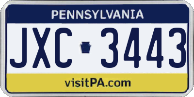 PA license plate JXC3443