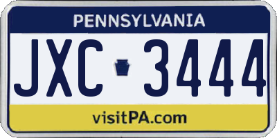 PA license plate JXC3444