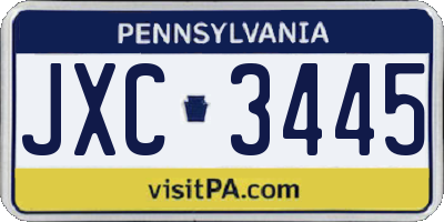 PA license plate JXC3445