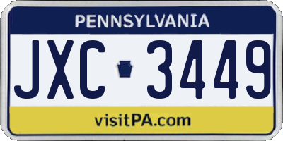 PA license plate JXC3449