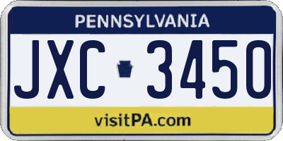 PA license plate JXC3450