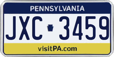 PA license plate JXC3459