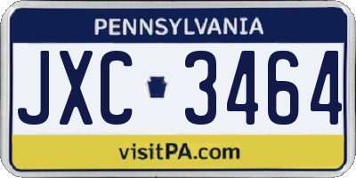 PA license plate JXC3464