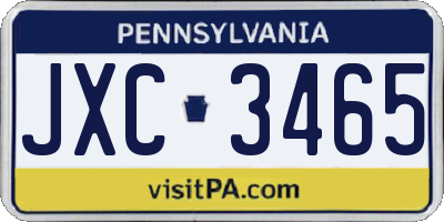 PA license plate JXC3465