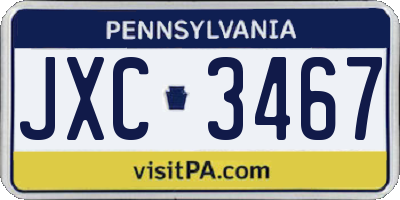PA license plate JXC3467