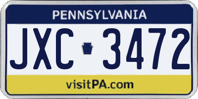 PA license plate JXC3472