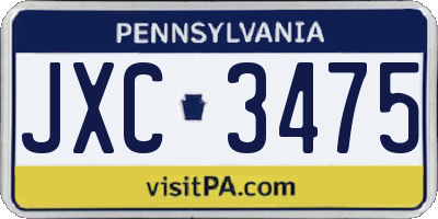 PA license plate JXC3475