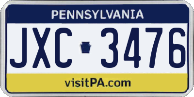 PA license plate JXC3476
