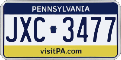 PA license plate JXC3477