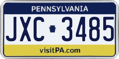 PA license plate JXC3485