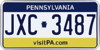 PA license plate JXC3487