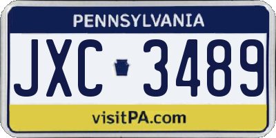 PA license plate JXC3489