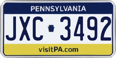 PA license plate JXC3492
