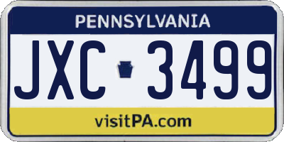 PA license plate JXC3499