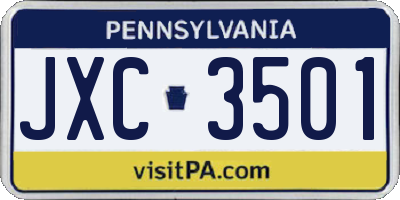 PA license plate JXC3501