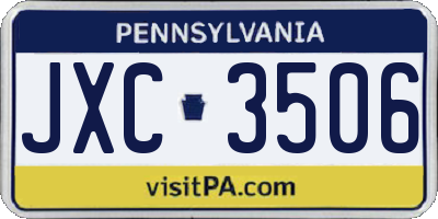 PA license plate JXC3506
