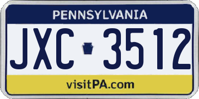 PA license plate JXC3512