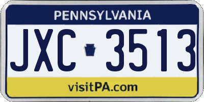 PA license plate JXC3513