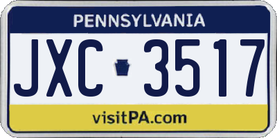 PA license plate JXC3517